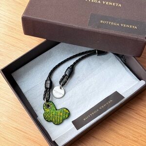 Bottega Veneta Green and Black Leather Keychain